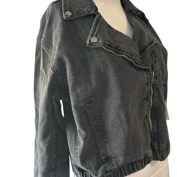 Design Lab Lord & Taylor Black Moto Jean Jacket - Picture 3 of 7